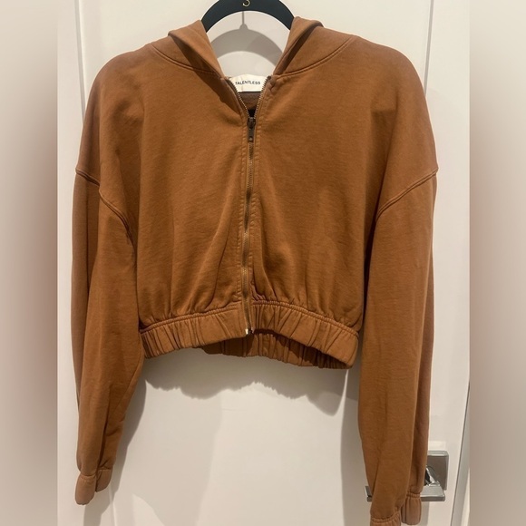 Talentless WOMENS ZIP CROP brown JACKET size Medium M - Picture 3 of 10